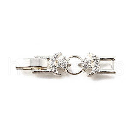 Brass Micro Pave Clear Cubic Zirconia Fold Over Clasps KK-R222-05S-1