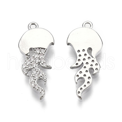 Brass Micro Pave Clear Cubic Zirconia Pnedants KK-C005-13P-1