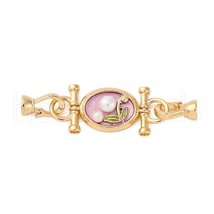 Flat Round Brass Fold Over Clasps KK-A256-01G-1