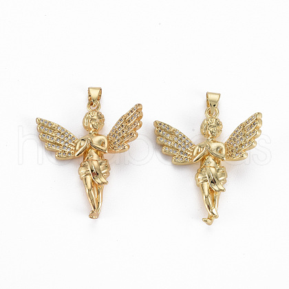 Brass Micro Pave Clear Cubic Zirconia Pendants ZIRC-Q200-042-NF-1
