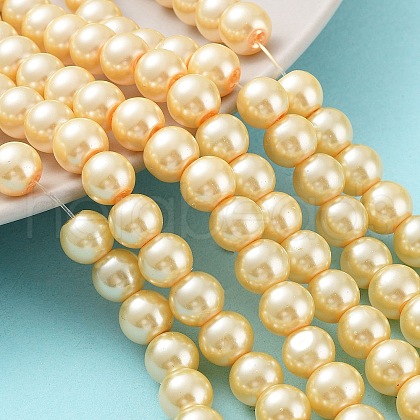 Baking Painted Pearlized Glass Pearl Round Bead Strands X-HY-Q330-8mm-61-1