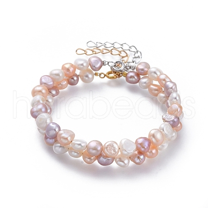 Mother's Day Jewellery Natural Freshwater Pearl Beaded Bracelets Sets BJEW-JB05122-1