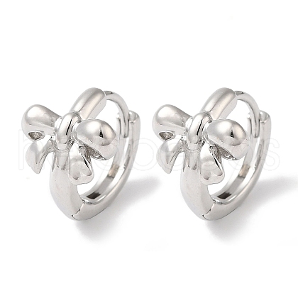 Bowknot Brass Hoop Earrings for Women EJEW-U008-14P-1