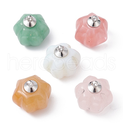 Natural & Synthetic Mixed Gemstone Pumpkin Charms PALLOY-JF02223-1