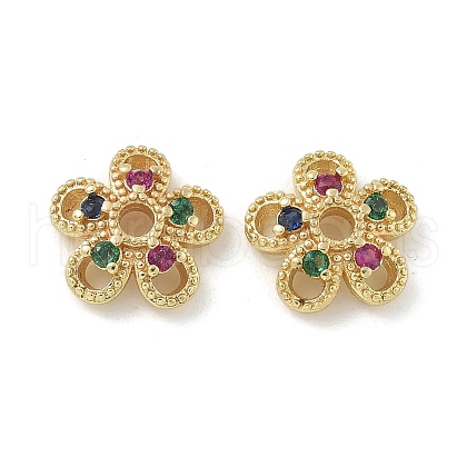 Brass Micro Pave Cubic Zirconia Bead Caps ZIRC-F141-12G-02-1