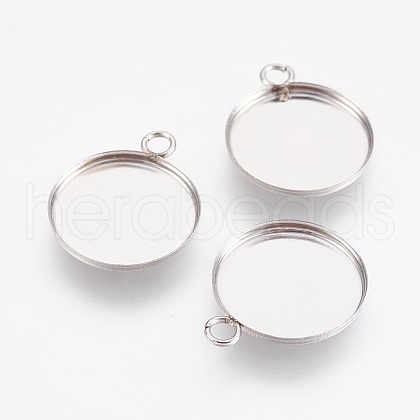 Tarnish Resistant 304 Stainless Steel Pendant Cabochon Settings X-STAS-F167-11P-1