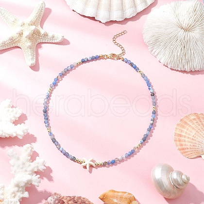 Summer Beach Dyed Natural Fire Crackle Agate Round Beaded Necklaces NJEW-JN05262-02-1
