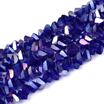 Electroplate Transparent Glass Beads Strands GLAA-N021-4mm-02-1