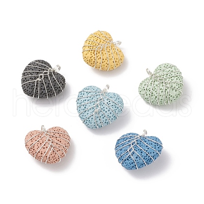 Natural Lava Rock Pendants PALLOY-JF01788-1