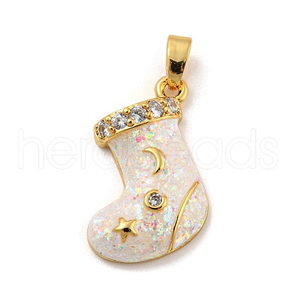 Christmas Brass Micro Pave Cubic Zirconia Pendant KK-H468-02C-01G-1