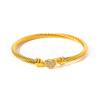 304 Stainless Steel Rhinestone Bangles for Women FS-WG55054-02-1