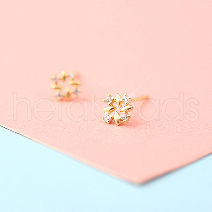 Brass Micro Pave Clear Cubic Zirconia Stud Earrings FS-WGE47D1-01-1