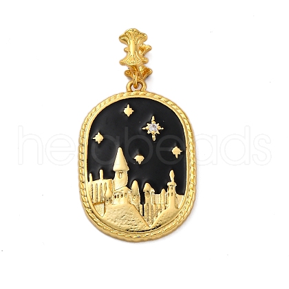 Brass Micro Pave Cubic Zirconia Pendants KK-V009-10G-1