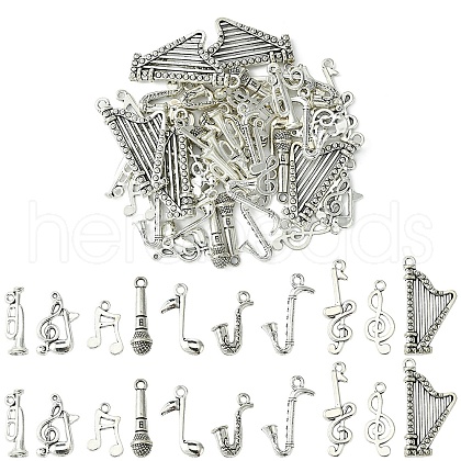50Pcs 10 Styles Tibetan Style Zinc Alloy Pendants FIND-YW0005-12-1
