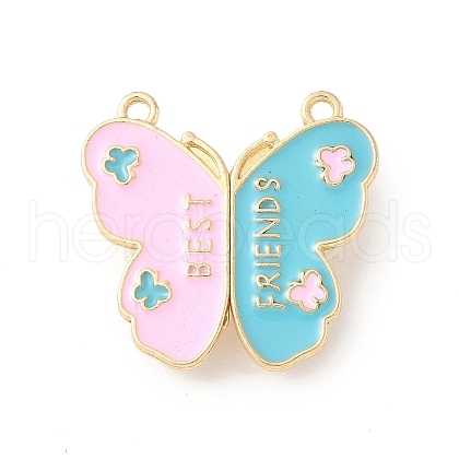Alloy Pearl Pink and Sky Blue Enamel Split Pendants PALLOY-V006-03C-G-1