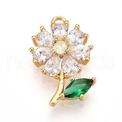 Brass Micro Pave Cubic Zirconia Pendants KK-N261-21B-G-1