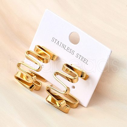 304 Stainless Steel C-Shaped with Fold Charm Stud Earrings EJEW-D315-01G-1