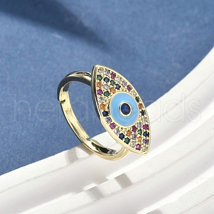 Brass Micro Pave Cubic Zirconia Finger Rings RJEW-D322-02G-1