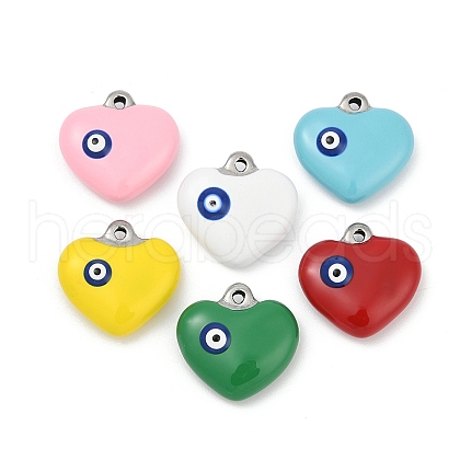 304 Stainless Steel Enamel Pendants STAS-Q350-19P-1
