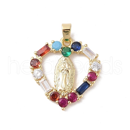 Brass Cubic Zirconia Pendants KK-Z050-11G-02-1