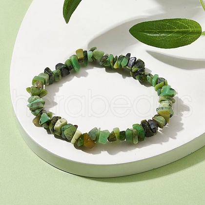 Natural Chrysoprase Chip Beaded Stretch Bracelets for Women BJEW-JB09995-1
