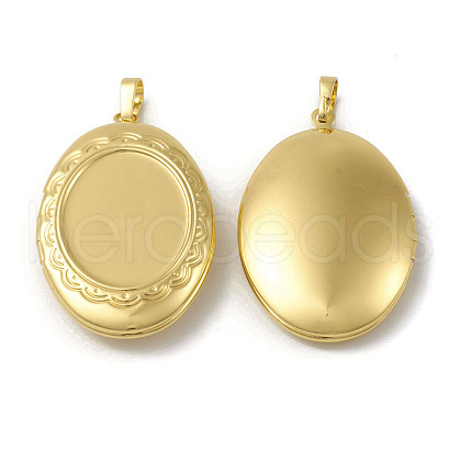 Rack Plating Brass Locket Pendants KK-G452-05G-1