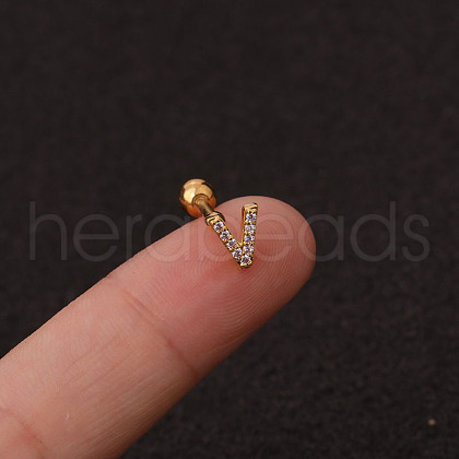 316L Surgical Stainless Steel Micro Pave Clear Cubic Zirconia Cartilage Earrings WG3A850-44-1