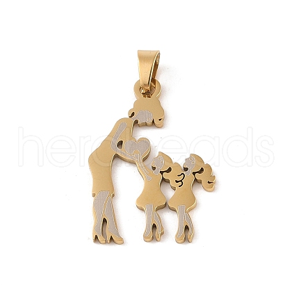 Mother's Day Ion Plating(IP) 304 Stainless Steel Pendants STAS-U002-05G-1