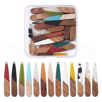 Beadthoven 26Pcs 3 Style Resin & Walnut Wood Pendants RESI-BT0001-04-1