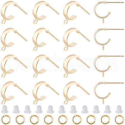 CREATCABIN 18Pcs Brass Round Stud Earrings Findings DIY-CN0002-91-1