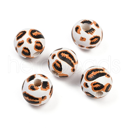 Painted Wood European Beads WOOD-F017-04A-1