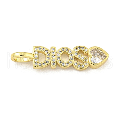 Word DIOS Rack Plating Brass Micro Pave Clear Cubic Zirconia Pendants KK-Z053-11G-02-1