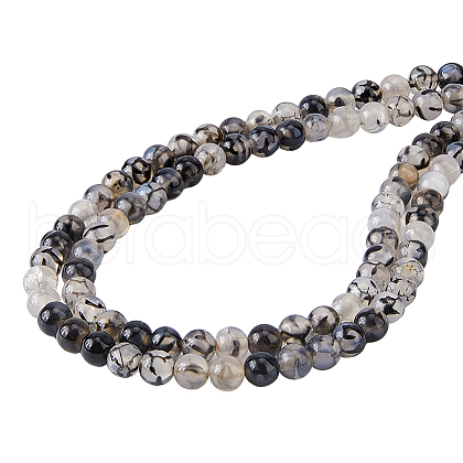 SUPERFINDINGS 2 Strands Natural Dragon Veins Agate Bead Strands G-FH0002-36B-1