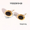 Stainless Steel Black Enamel Oval Stud Earrings for Women PG1145-6-1
