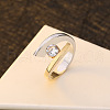 Flat Round Brass with Crystal Rhinestone Finger Rings FS-WG97854-01-3