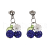 Cherry 304 Stainless Steel Handmade Polymer Clay Rhinestone Dangle Stud Earrings EJEW-JE06429-01-2