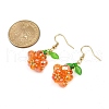 Halloween Theme Pumpkin Handmade Glass Seed Beaded Dangle Earrings EJEW-MZ00480-01-4