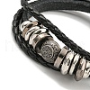 Braided PU Leather & Waxed Cords Triple Layer Multi-strand Bracelets BJEW-P329-10AS-3