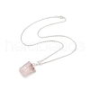 Natural Rose Quartz Geometry Pendant Necklace NJEW-JN04239-04-1