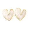Heart Brass Stud Earrings EJEW-V011-07G-03-4