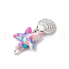 7Pcs 7 Styles Dyed Synthetic Turquoise Starfish & Alloy Sea Animals Pendants PALLOY-JF03754-02-5
