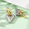 Two Tone Heart Brass Hoop Earrings EJEW-D322-12GP-01A-3