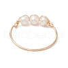 Mother's Day Jewellery Round Natural Cultured Freshwater Pearl Finger Rings RJEW-JR00851-01-4