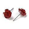 Resin Rose Flower Stud Earrings with 316 Stainless Steel Pins EJEW-D070-01B-2