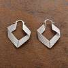 Textured Rhombus Brass Hoop Earrings for Women EJEW-U055-03A-P-1