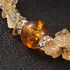 Chips Natural Citrine(Dyed & Heated) & Quartz Crystal(Dyed & Heated) Beaded Stretch Bracelets BJEW-JB02131-06-2