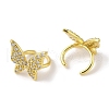 Brass Micro Pave Clear Cubic Zirconia Cuff Earrings EJEW-I305-26G-2