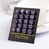 Flat Round 304 Stainless Steel Cubic Zirconia Stud Earrings EJEW-H306-43-5mm-2