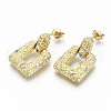 Brass Micro Pave Clear Cubic Zirconia Dangle Stud Earrings EJEW-S208-123-NF-2