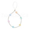3Pcs 3 Colors Dyed Natural Selenite & Rainbow Fluorite & Rose Quartz & Glass Seed Round Beaded Phone Hand Strap Chains HJEW-JM03363-3